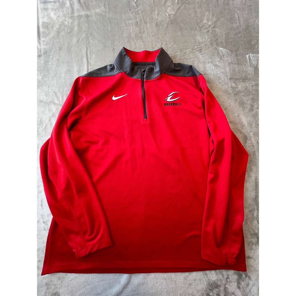 Nike 1/4 Zip Pullover Mens XL Red Baseball Logo Dri-FIT Jacket